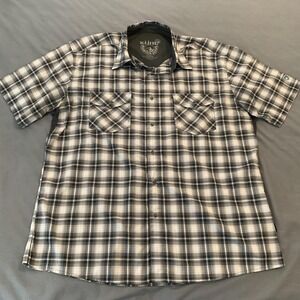Kuhl Shirt Mens XL Gray Plaid Short Sleeve Button Front Lightweight Casual